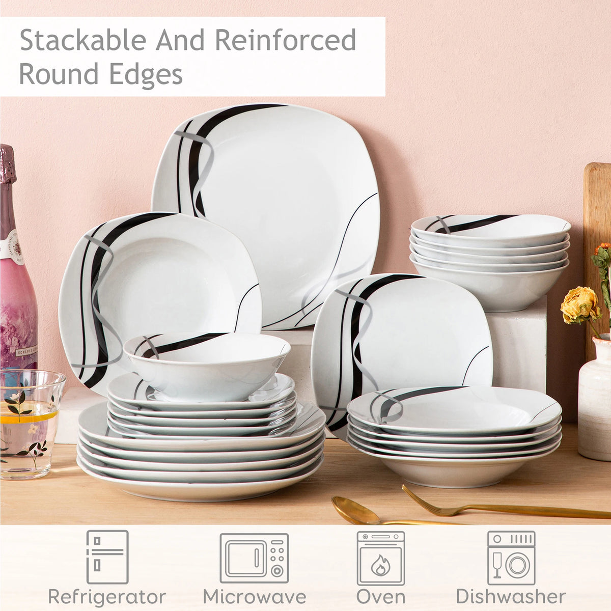 Malacasa Fiona Porcelain Ceramic Tableware Dinner Set