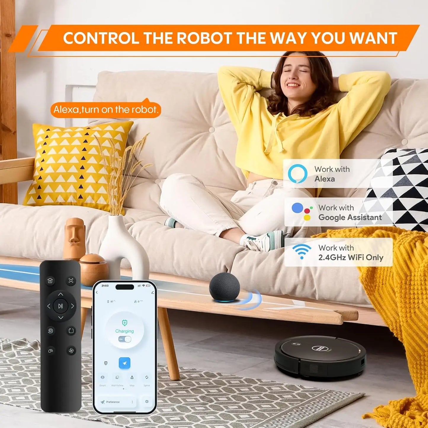 XMSJ Robot Vacuum And Mop Combo 3 In 1 5000Pa Suction Smart Navigation