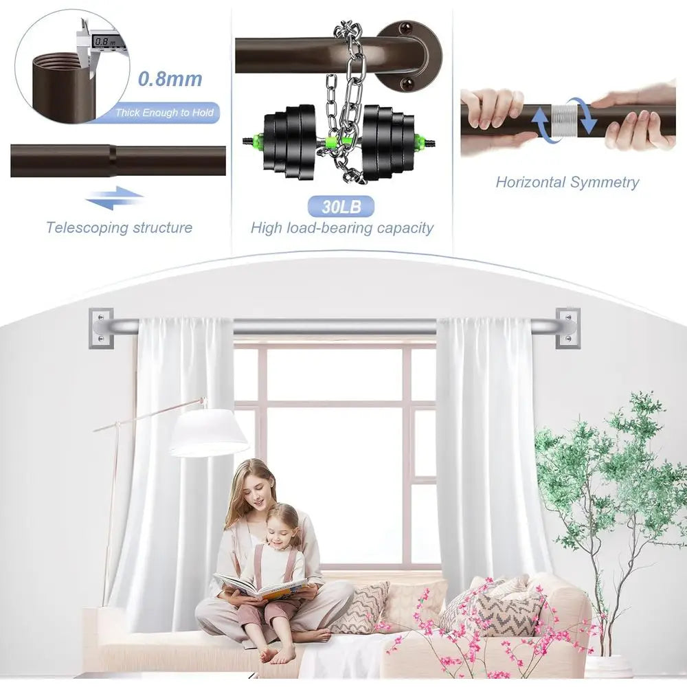 Heavy Duty Adjustable Wrap Around Curtain Rod For Windows