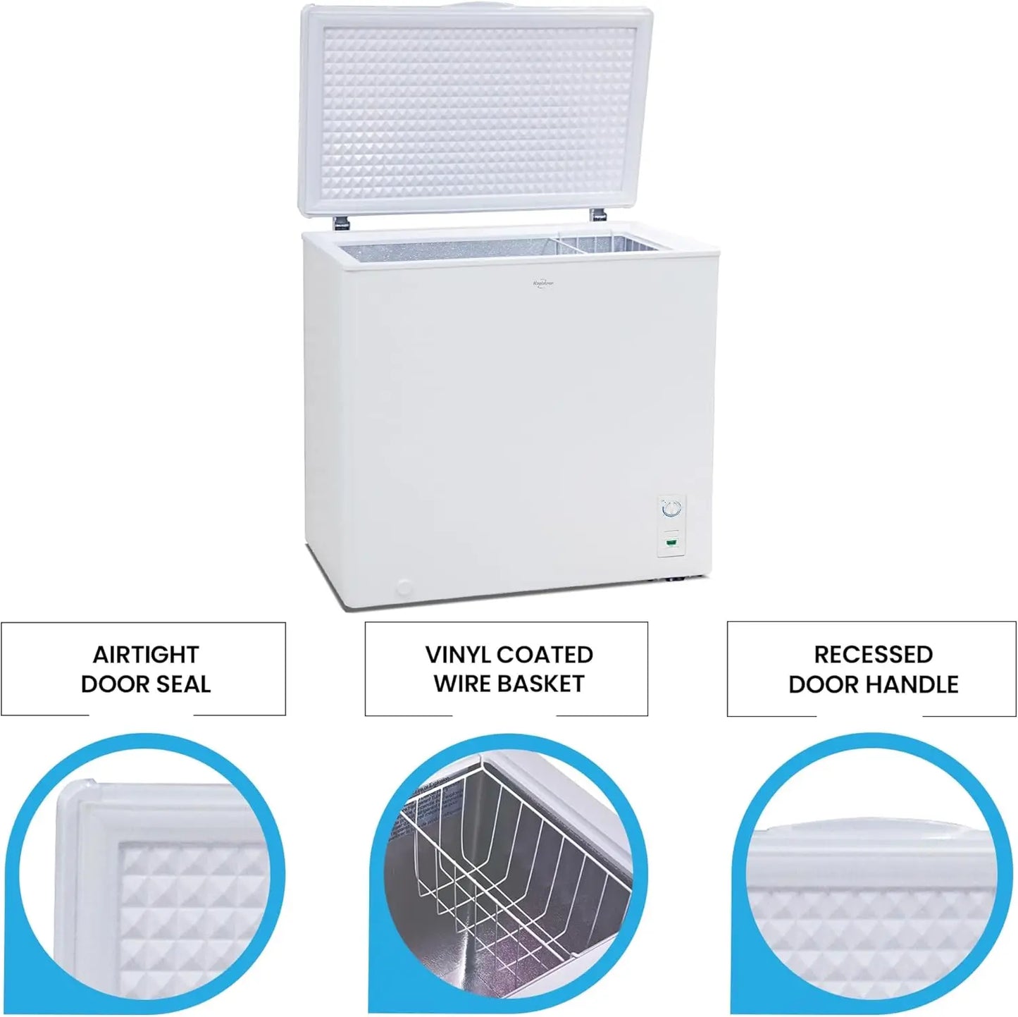 XMSJ Chest Freezer Front Drain Manual Defrost White Garage Ready