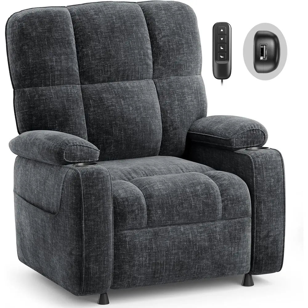 Power Recliner Chair For Adults Chenille Electric Recliner With USB