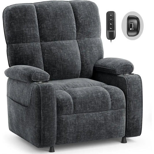 Power Recliner Chair For Adults Chenille Electric Recliner With USB