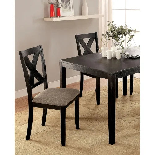 Contemporary Dining Table Set With Cushioned Cross Back Chairs