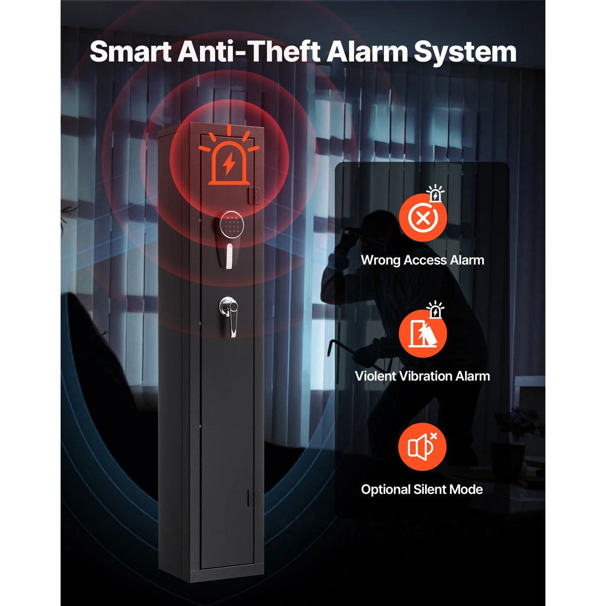 SucceBuy Steel Gun Safe With Keypad Adjustable Rifle Racks