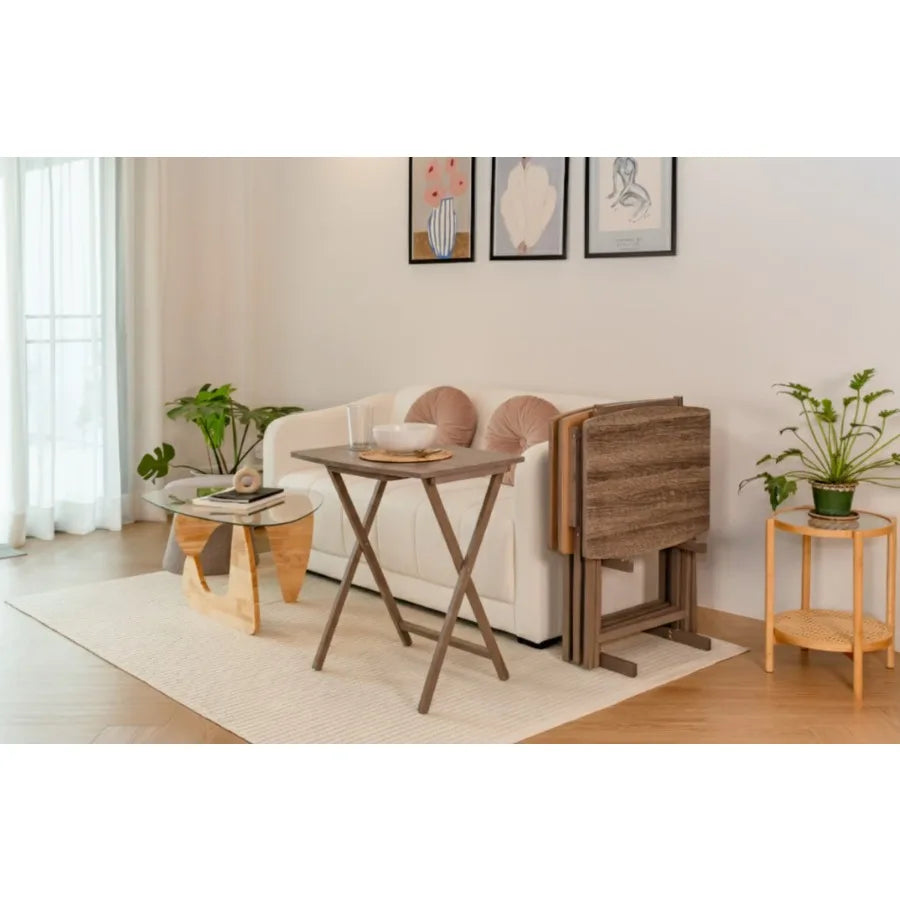 Mainstays 5-Piece Folding TV Tray Table Set With Storage Rack