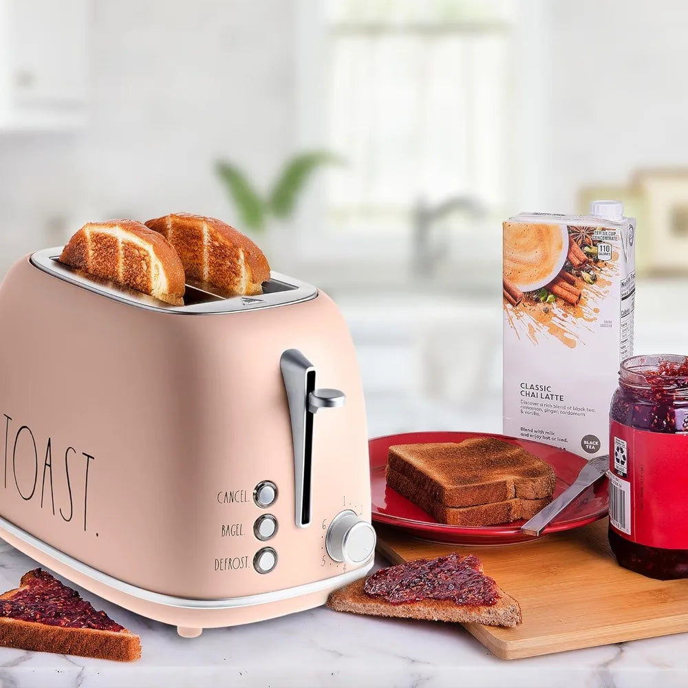 Retro Style Toaster With Wide Slots Bagel Defrost Tray