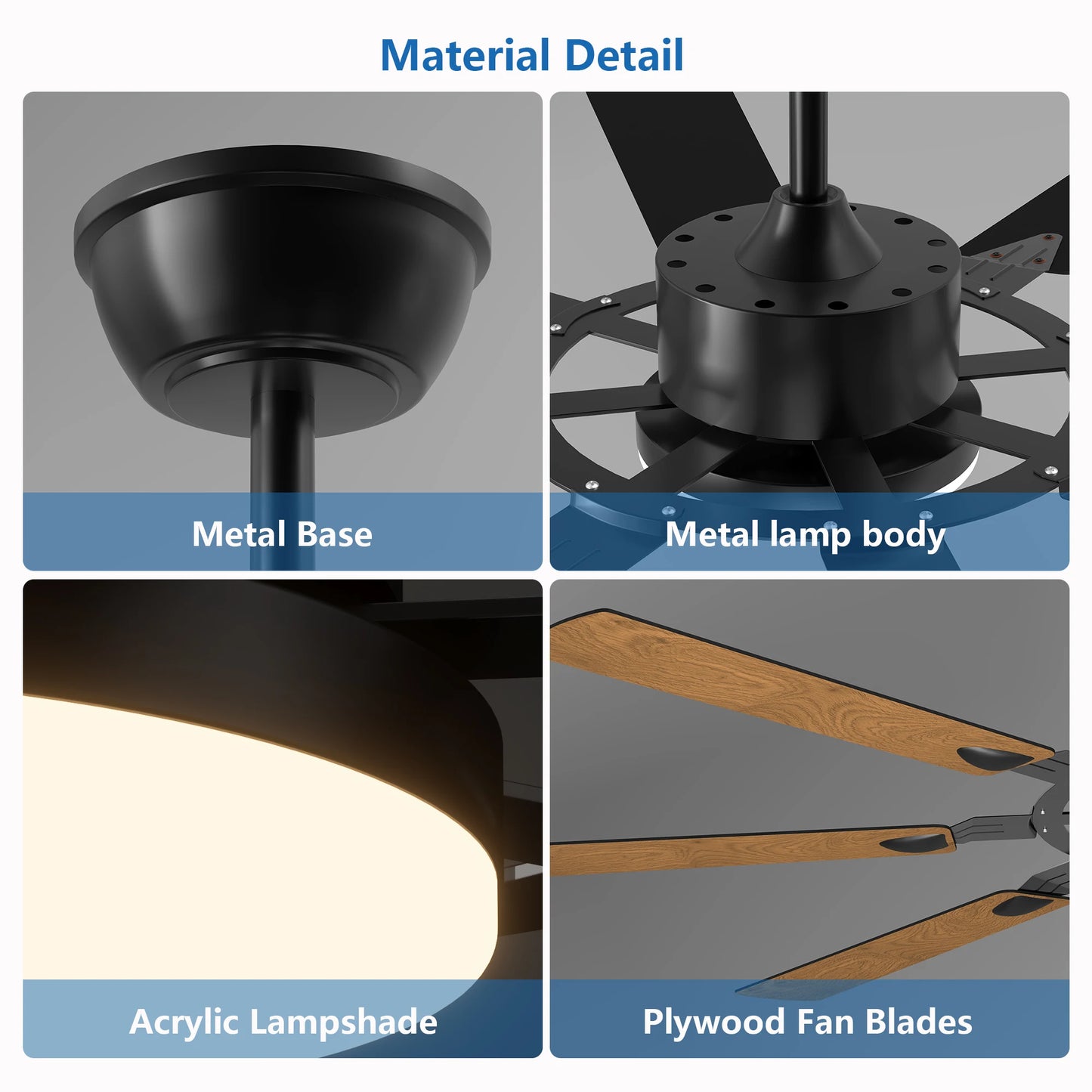 LONGREE Windmill Ceiling Fan with Lights and Remote Control