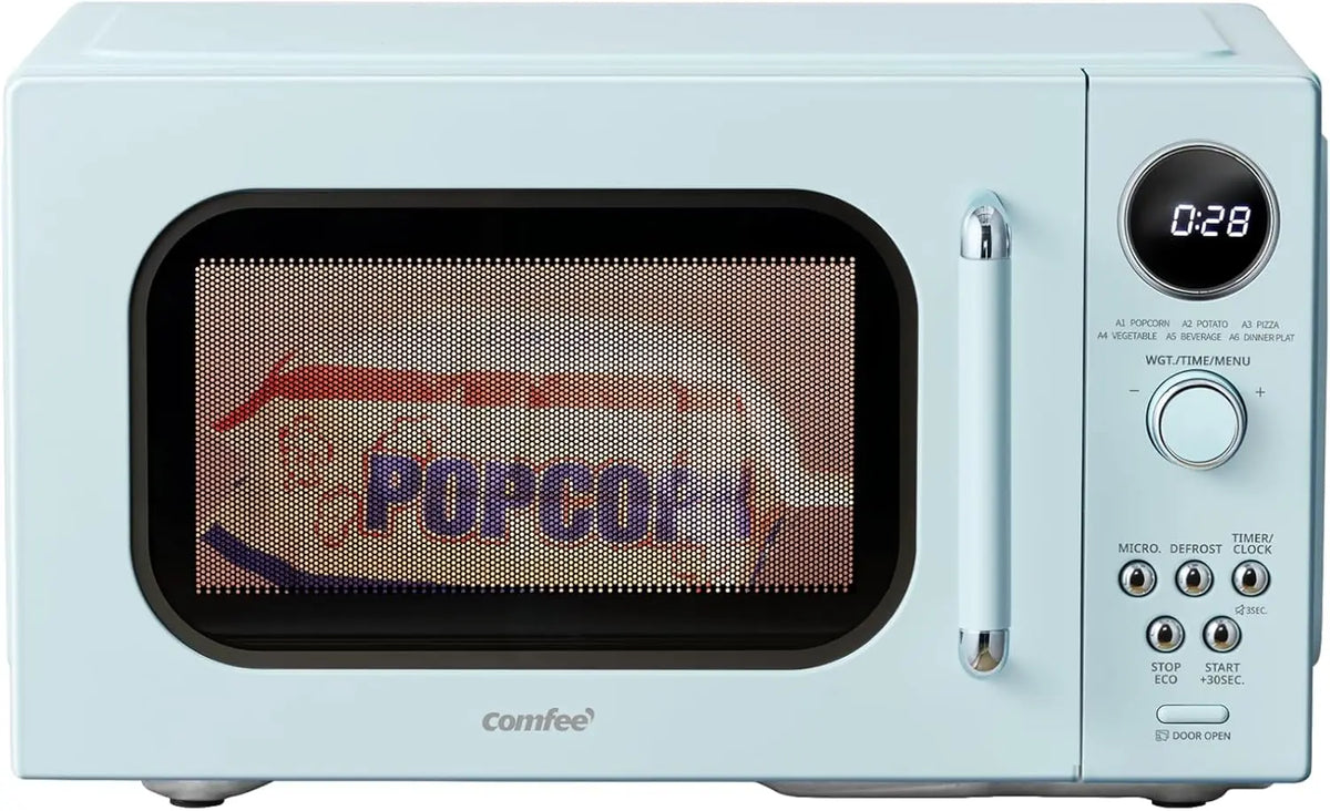 Xmsj Retro 0.9 Cu Ft Countertop Microwave Oven With Child Safety Lock