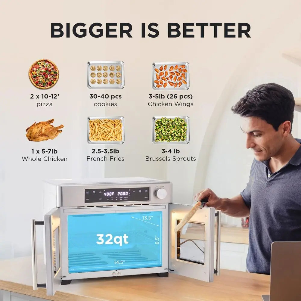 YTYIN Dual Zone Air Fryer Oven French Door Rotisserie Toaster