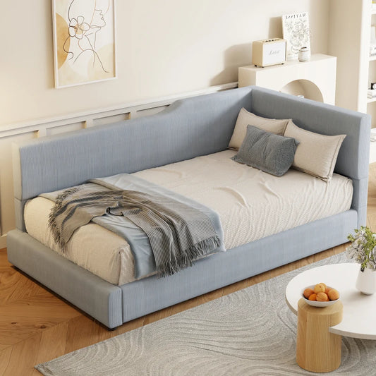 Twin L Shaped Corduroy Sofa Bed For Modern Living Room