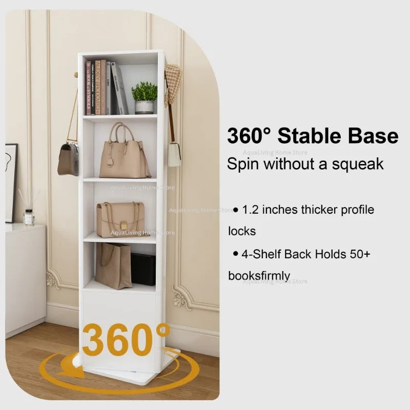 Rotating Mirror Jewelry Storage Cabinet With Shelves