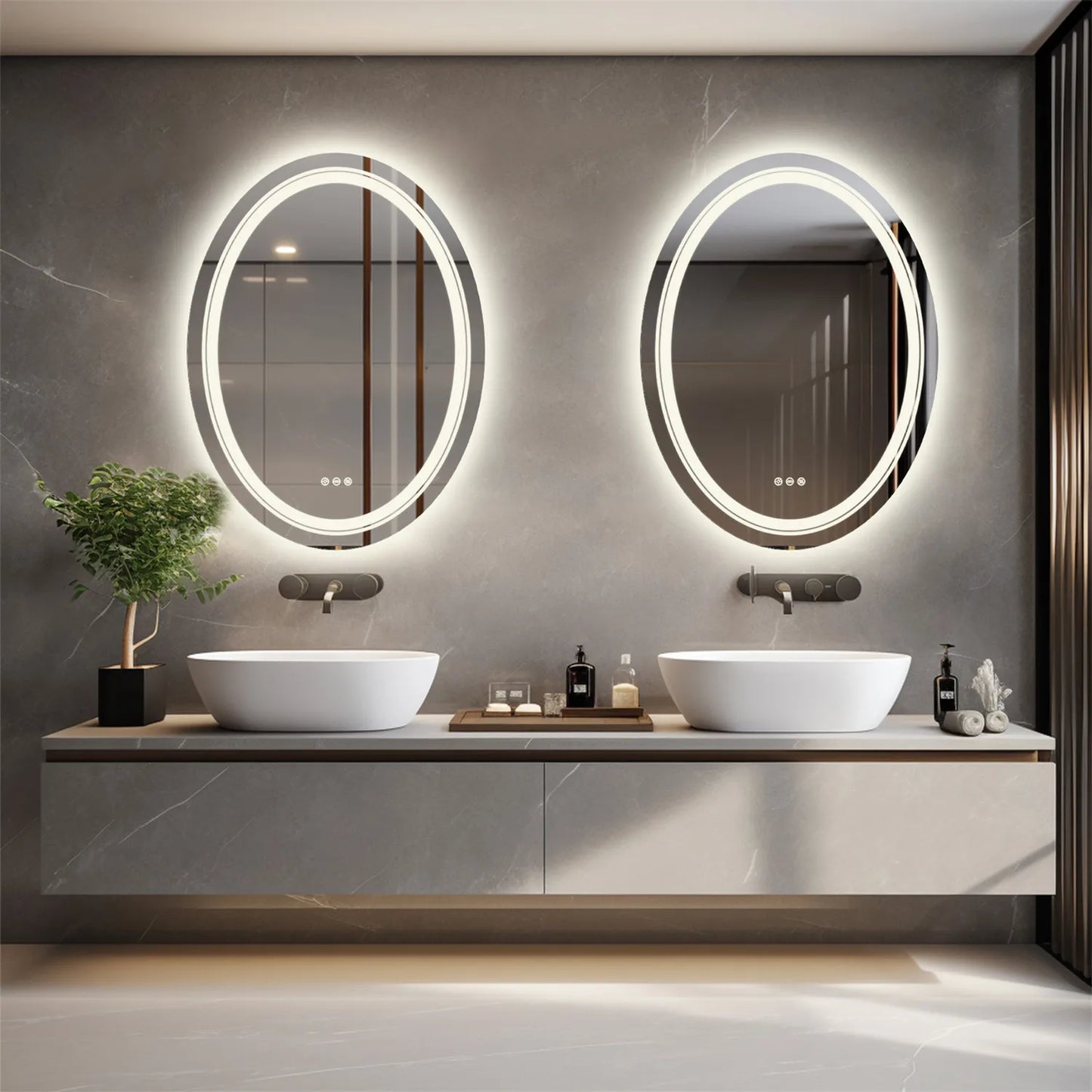Wisfor Oval LED Bathroom Mirror With Anti-Fog Backlit Dimmable