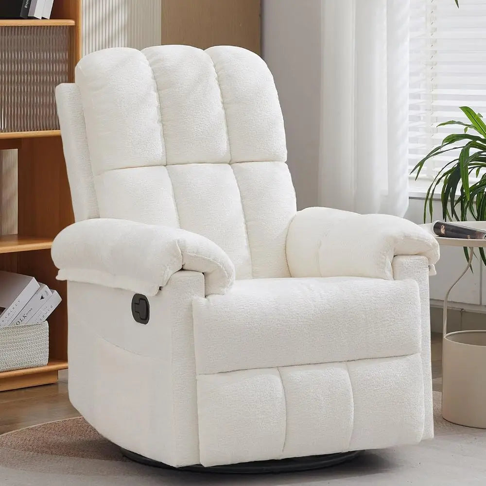 Manual Upholstered Swivel Rocker Recliner Chair For Small Spaces