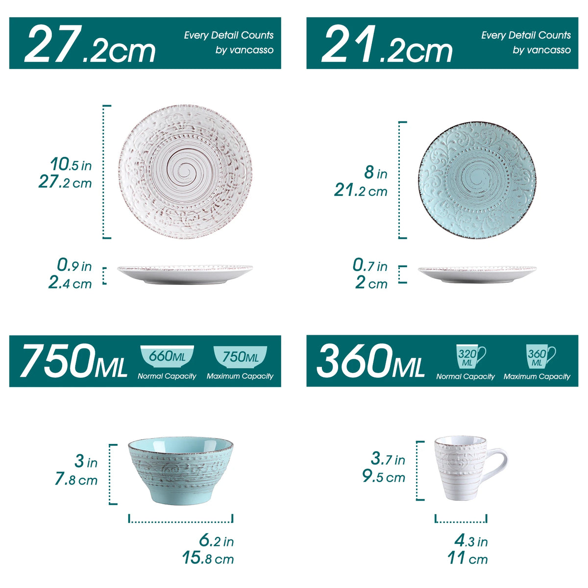 Malacasa Ceramic Dinnerware Set With Plates Bowls And Mugs
