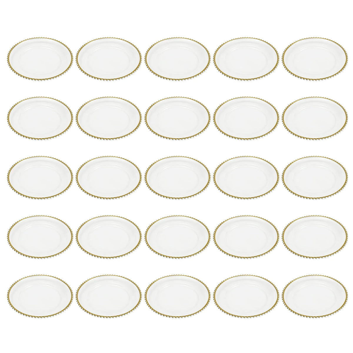 Bymaocar Beaded Plastic Round Dinner Plate Tableware Set
