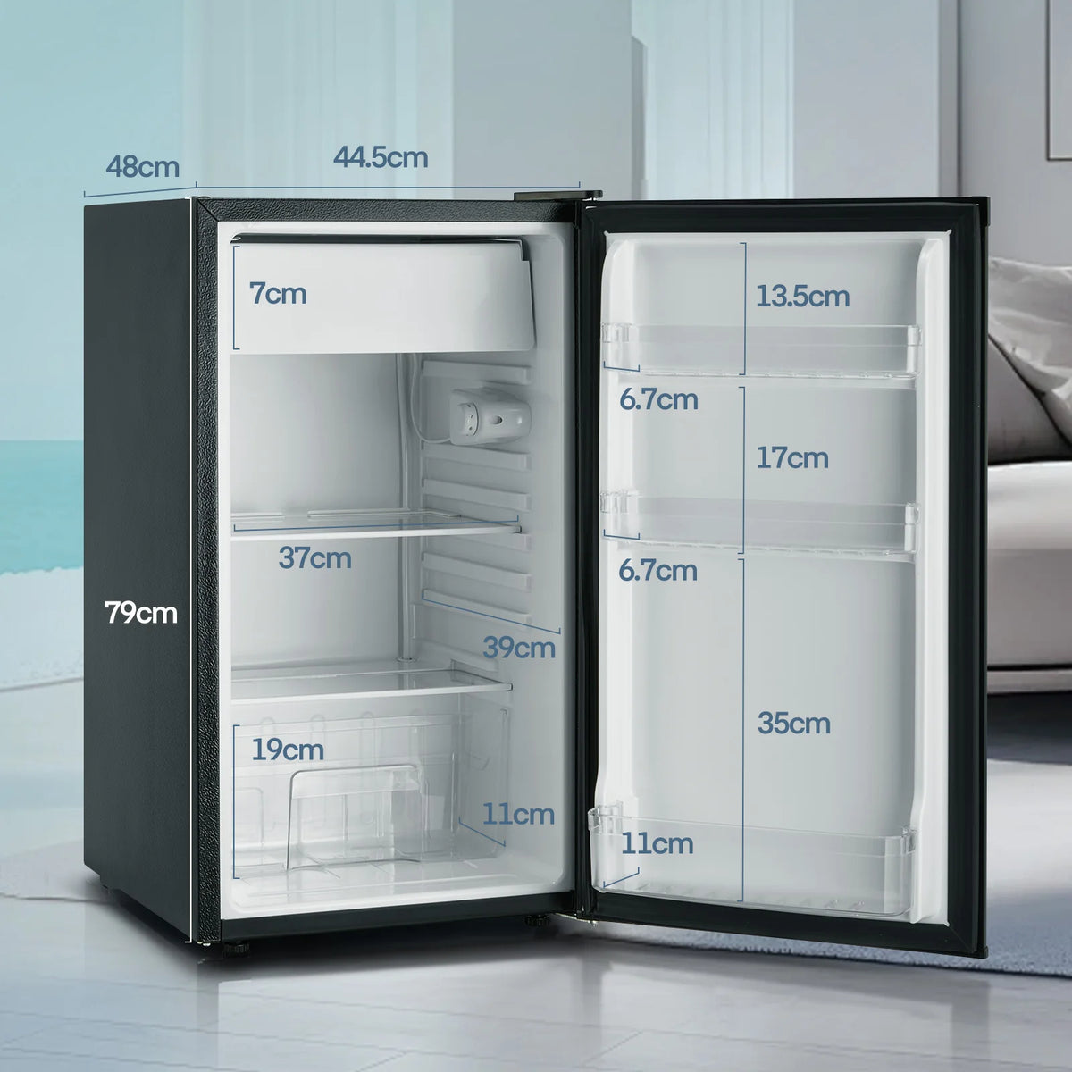FOHERE Mini Refrigerator With Freezer And Adjustable Thermostat for Home and Office