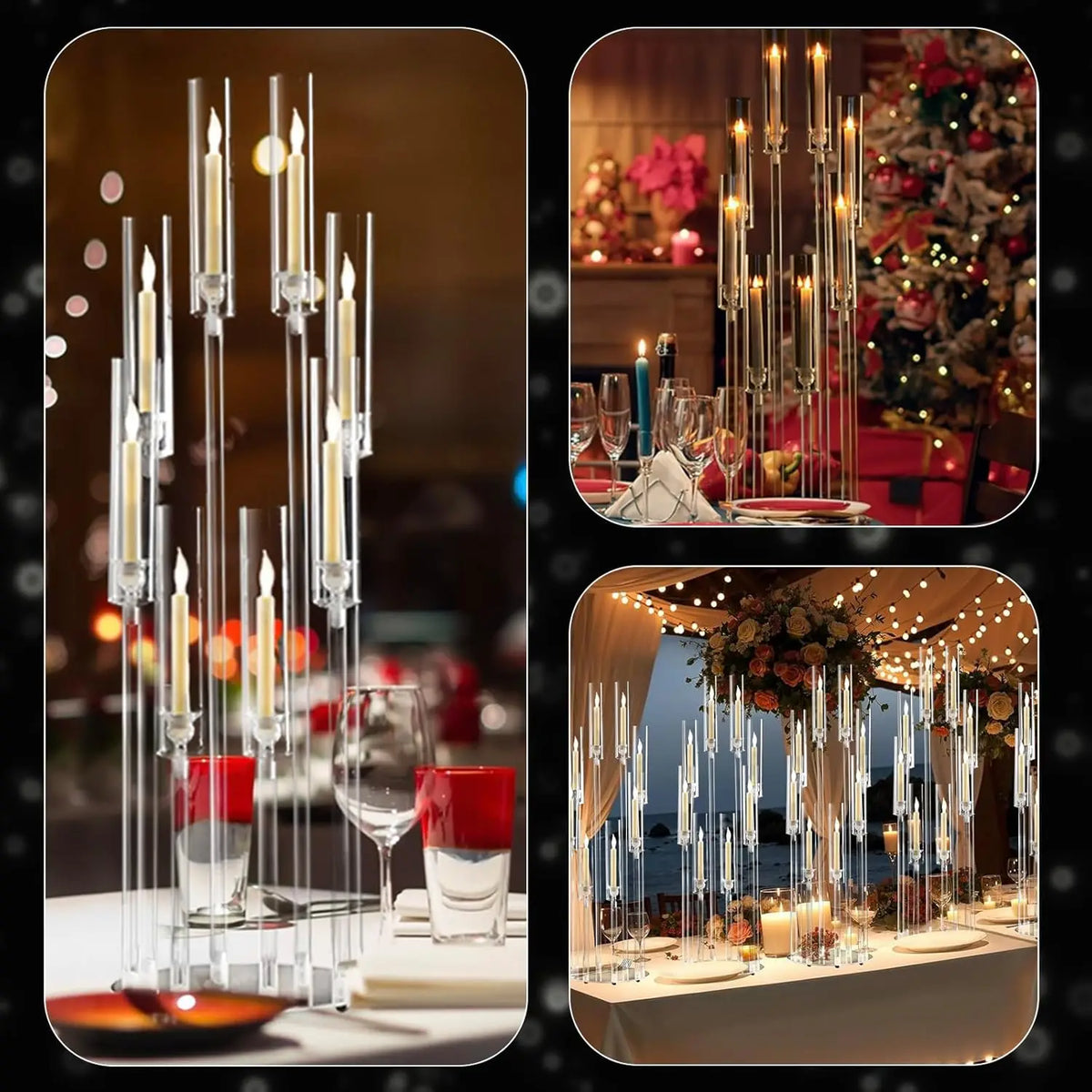 VINCIGANT Clear Acrylic Eight Arm Floor Candelabra Wedding Centerpiece