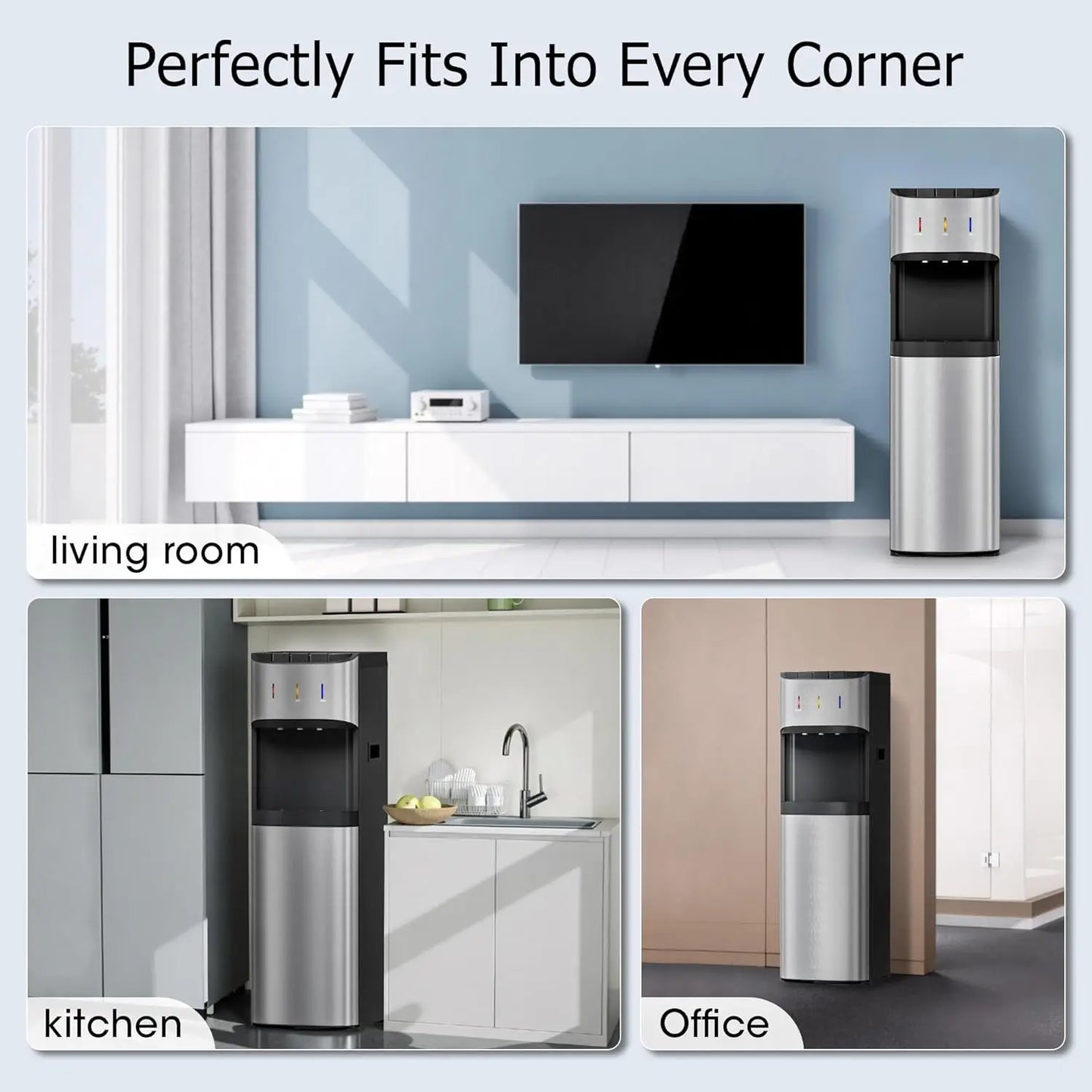 XMSJ Bottom Loading Water Cooler Dispenser Stainless Steel With Hot
