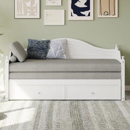 Wood Daybed With Storage Drawers Sofa Bed For Living Room