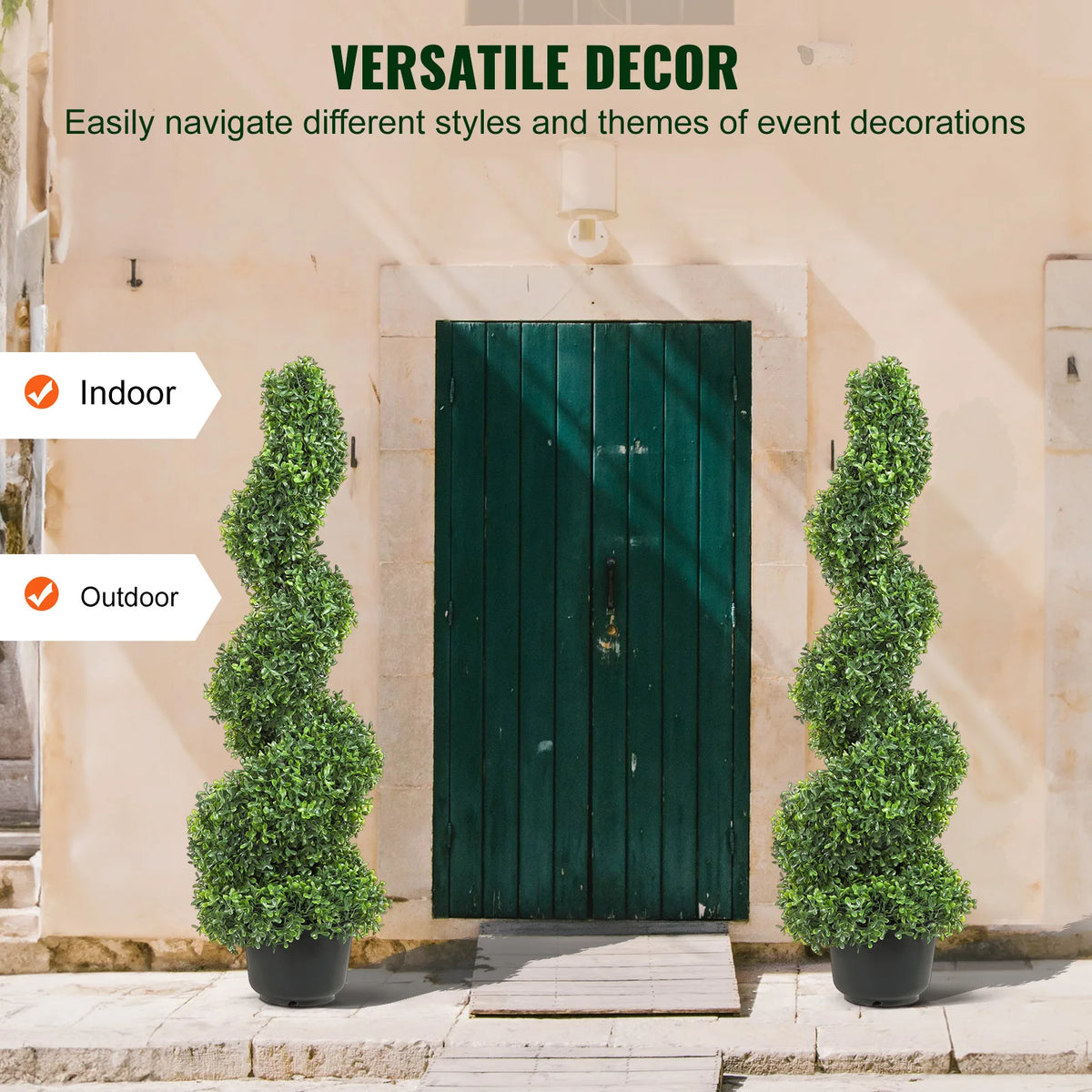 SucceBuy Artificial Boxwood Spiral Topiary Tree Decorative Outdoor Plant