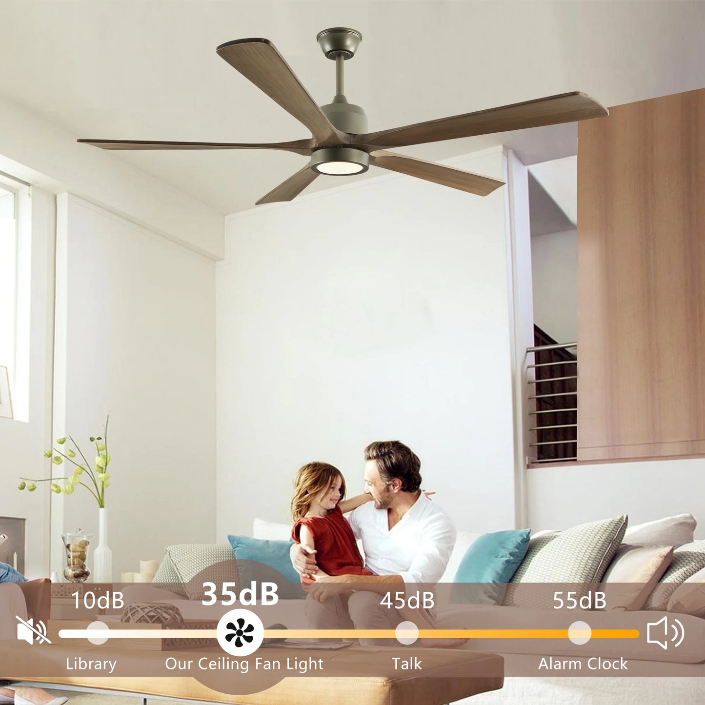 Longree Modern Wood Ceiling Fan With Light And Remote