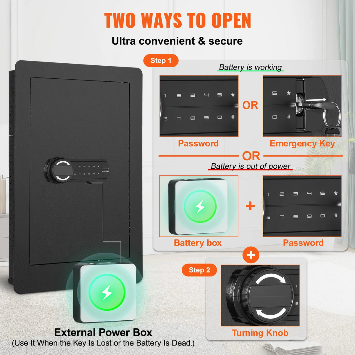 SucceBuy Hidden Keypad Wall Safe With Cold Rolled Steel Home