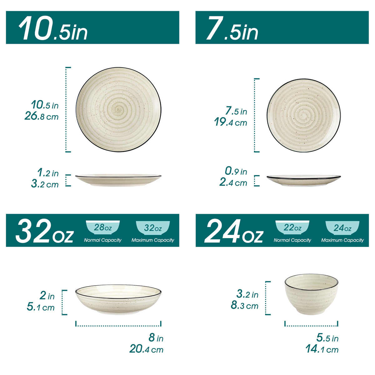 Malacasa Ceramic Dinnerware Set Elegant Spiral Pattern Kitchen Tableware