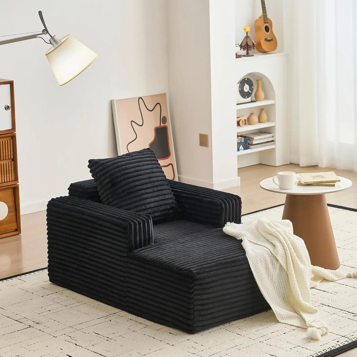 HiMISS Corduroy Cloud Chaise Lounge Sofa With Deep Seat