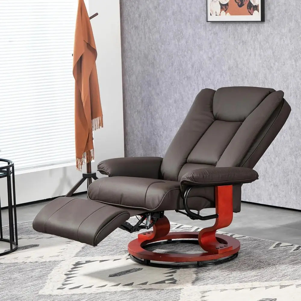 Manual Swivel Recliner Chair With PU Leather Footrest