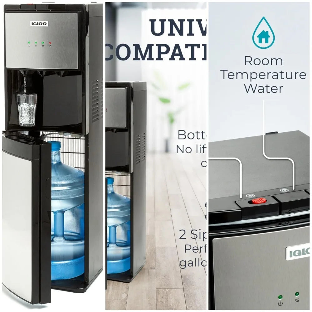 XMSJ Bottom Loading Water Cooler Dispenser Hot Cold Stainless Steel