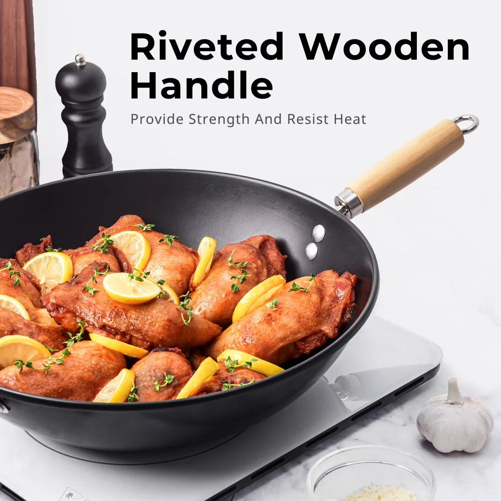 Mainstays Carbon Steel Nonstick Wok With Easy Clean Hand Wash