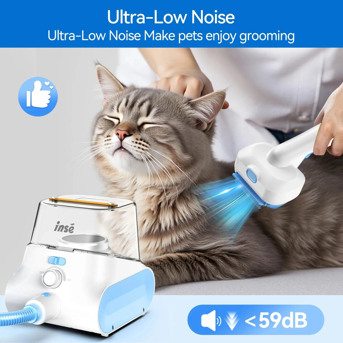 INSE Low Noise Dog Grooming Vacuum For Pet Hair Cleaning Kit