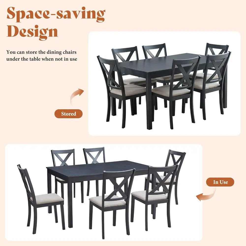 Ticify Armhouse Dining Table Set With Upholstered Chairs
