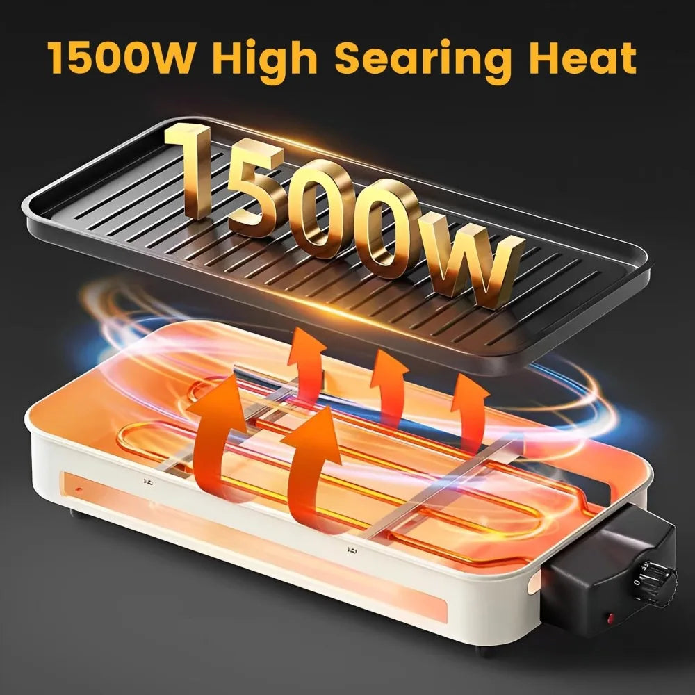 NBVCX 1500W Smokeless Indoor Grill TwoInOne With Removable Plates