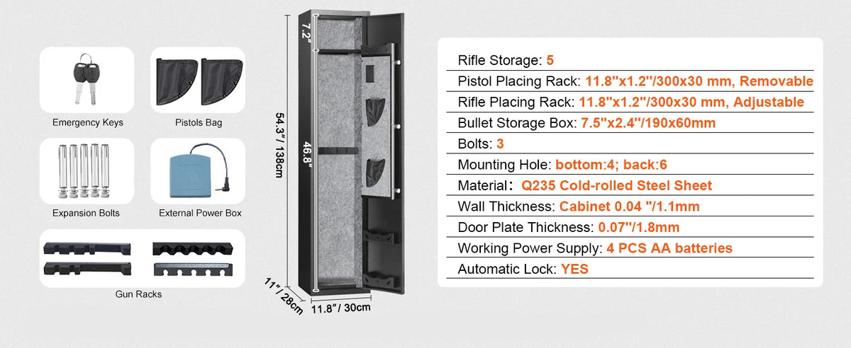 SucceBuy Gun Safe Digital Keypad Lock Rifle Pistol Storage Cabinet