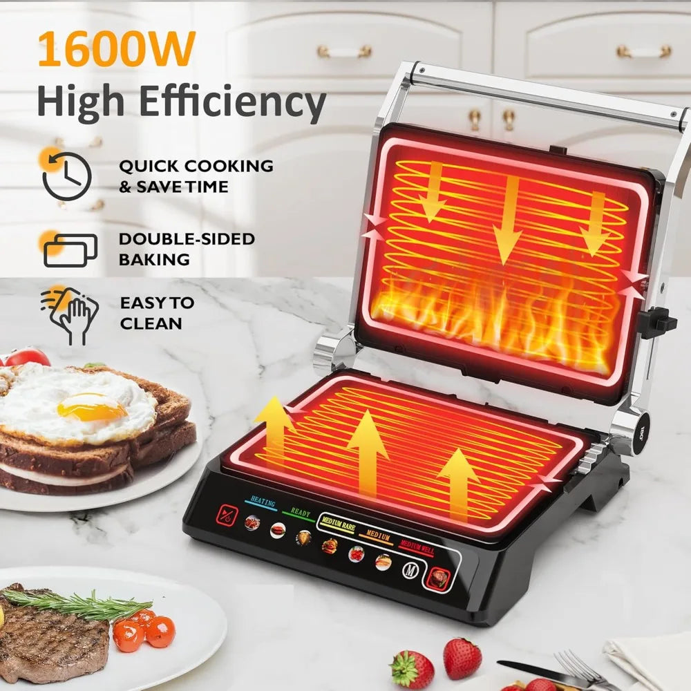 Sunvivi 1600W Electric Indoor Grill Panini Press Preset Menu