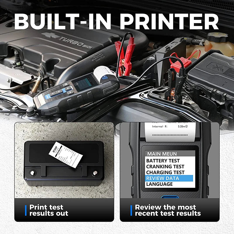TOPDON Car Battery Tester With Printer For Cranking And Charging Tests