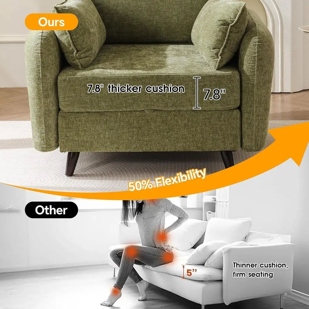 Oversized Accent Chair With Hidden Storage And Throw Pillows