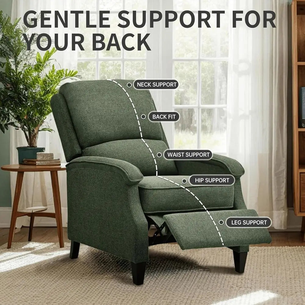 Fabric Recliner Chair With Soft Armrest And Lumbar Support