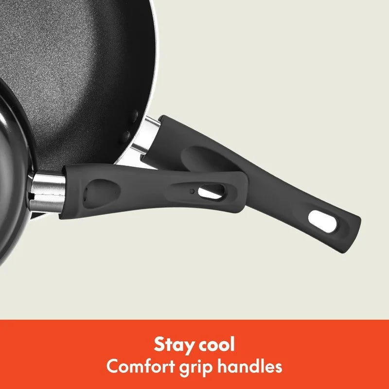 BELLA Nonstick Aluminum Cookware Set With Nylon Cooking Utensils