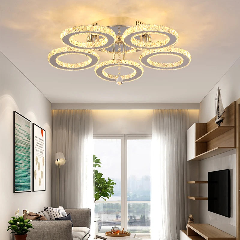 Vetrulus Modern K9 Crystal Led Ring Ceiling Chandelier